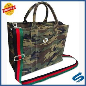 Canvas Tote Bag with Zip Closure, Adjustable Crossbody Strap, Medium Size